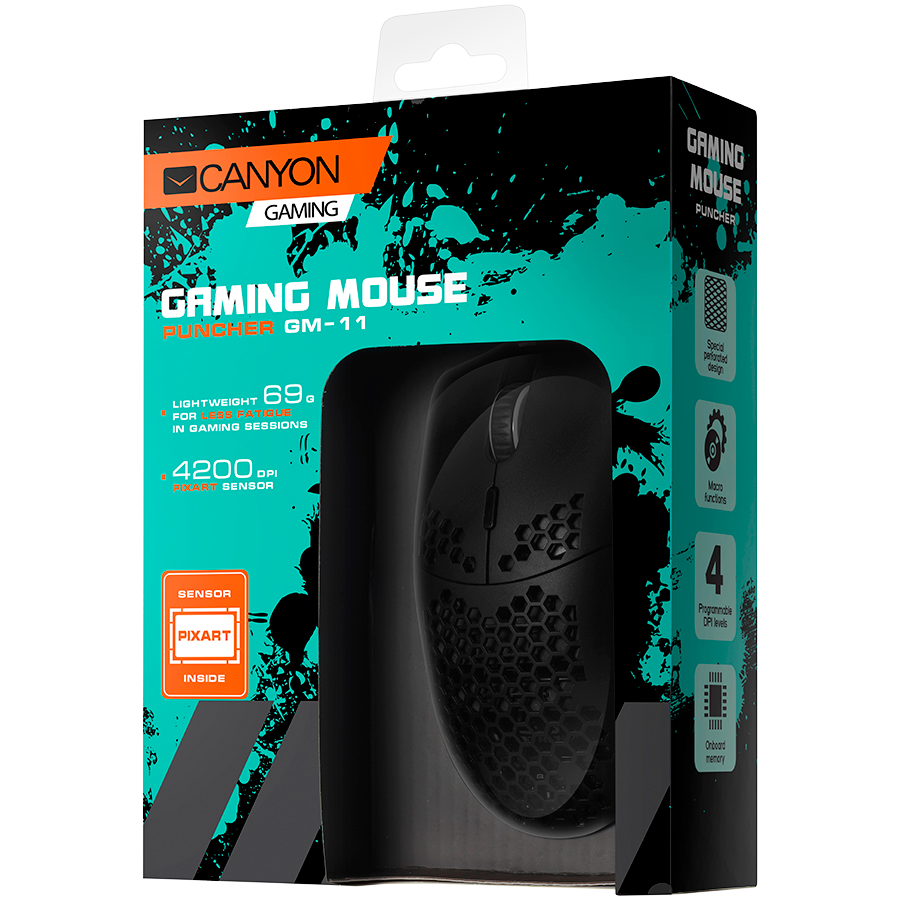 CANYON Puncher GM-11, Gaming Mouse with 7 programmable buttons(Black)