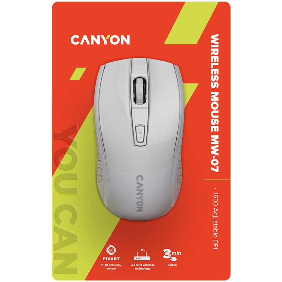 CANYON MW-7, 2.4Ghz wireless mouse, 6 buttons, DPI 800/1200/1600